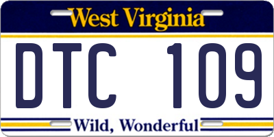 WV license plate DTC109