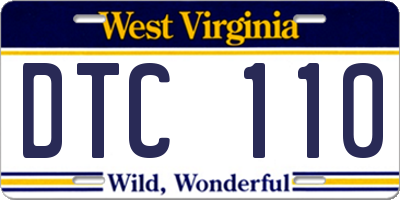 WV license plate DTC110