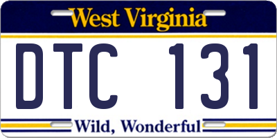 WV license plate DTC131
