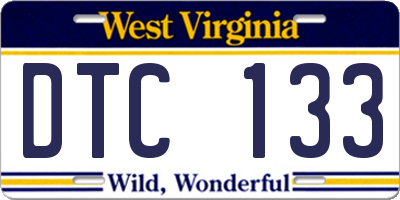 WV license plate DTC133