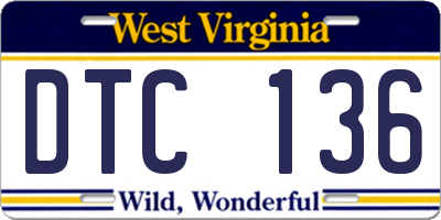 WV license plate DTC136