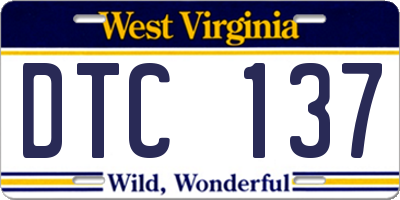 WV license plate DTC137