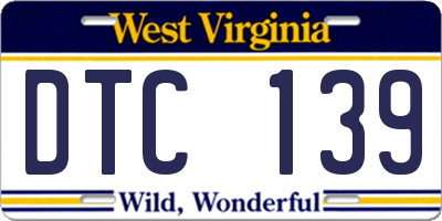 WV license plate DTC139