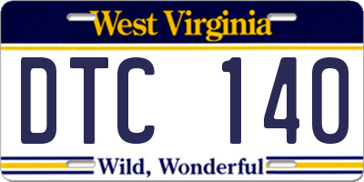 WV license plate DTC140