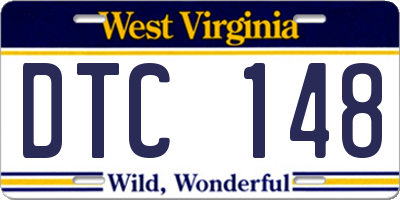 WV license plate DTC148