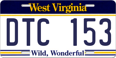 WV license plate DTC153
