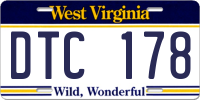 WV license plate DTC178