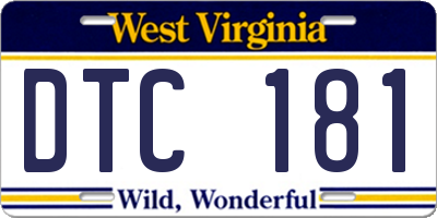 WV license plate DTC181