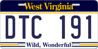 WV license plate DTC191