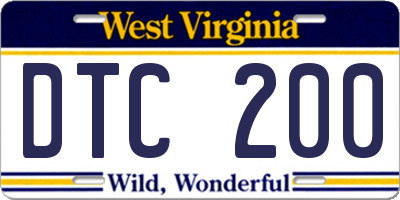 WV license plate DTC200