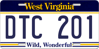 WV license plate DTC201