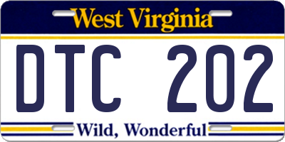 WV license plate DTC202