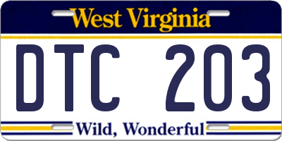 WV license plate DTC203