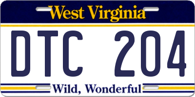 WV license plate DTC204