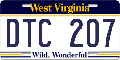 WV license plate DTC207