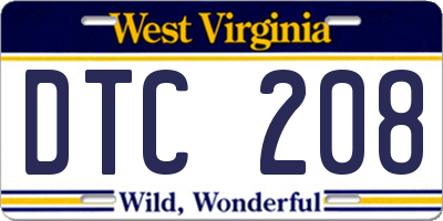 WV license plate DTC208