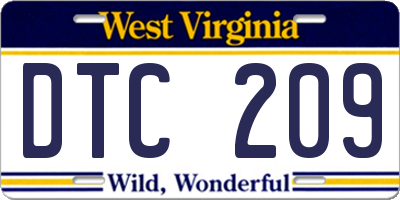WV license plate DTC209