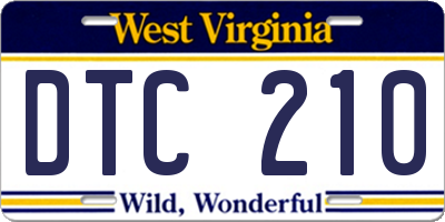 WV license plate DTC210