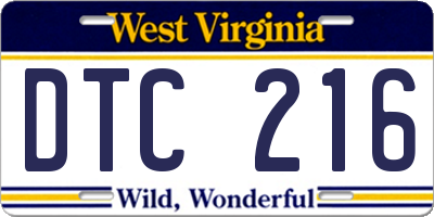 WV license plate DTC216