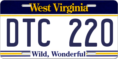 WV license plate DTC220