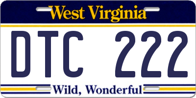WV license plate DTC222