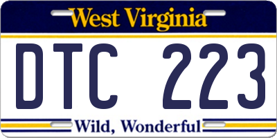 WV license plate DTC223