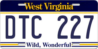 WV license plate DTC227