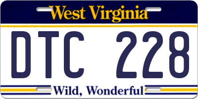 WV license plate DTC228