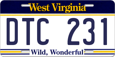 WV license plate DTC231