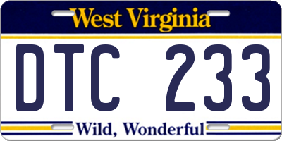 WV license plate DTC233