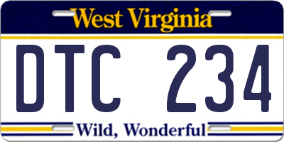 WV license plate DTC234