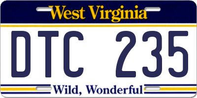 WV license plate DTC235