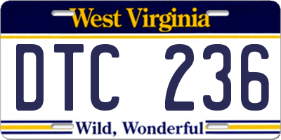 WV license plate DTC236
