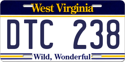 WV license plate DTC238