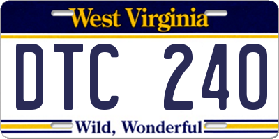 WV license plate DTC240