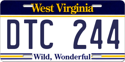 WV license plate DTC244