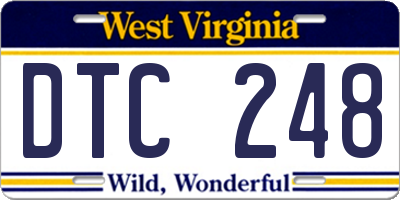 WV license plate DTC248