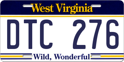 WV license plate DTC276