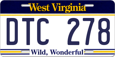 WV license plate DTC278