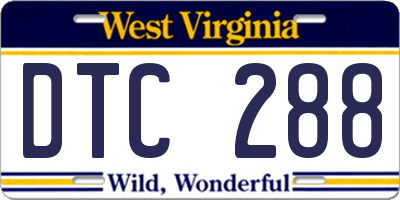 WV license plate DTC288
