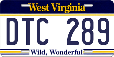 WV license plate DTC289