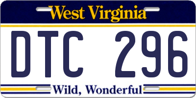 WV license plate DTC296