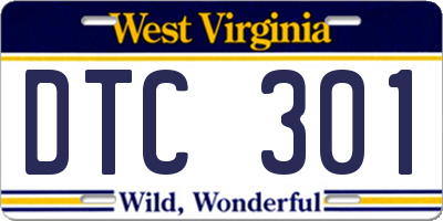 WV license plate DTC301