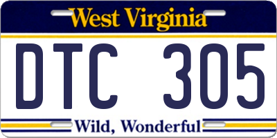 WV license plate DTC305