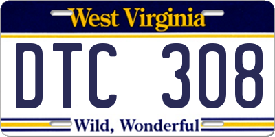 WV license plate DTC308