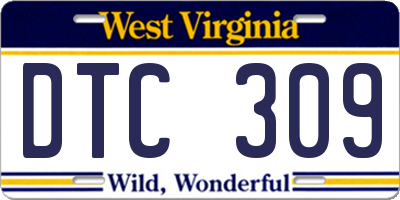 WV license plate DTC309