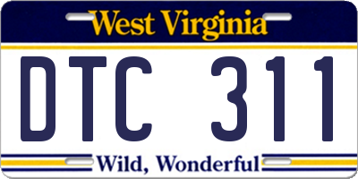 WV license plate DTC311