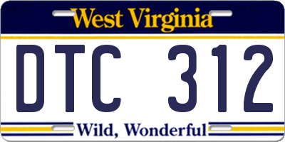 WV license plate DTC312