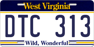 WV license plate DTC313