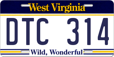 WV license plate DTC314